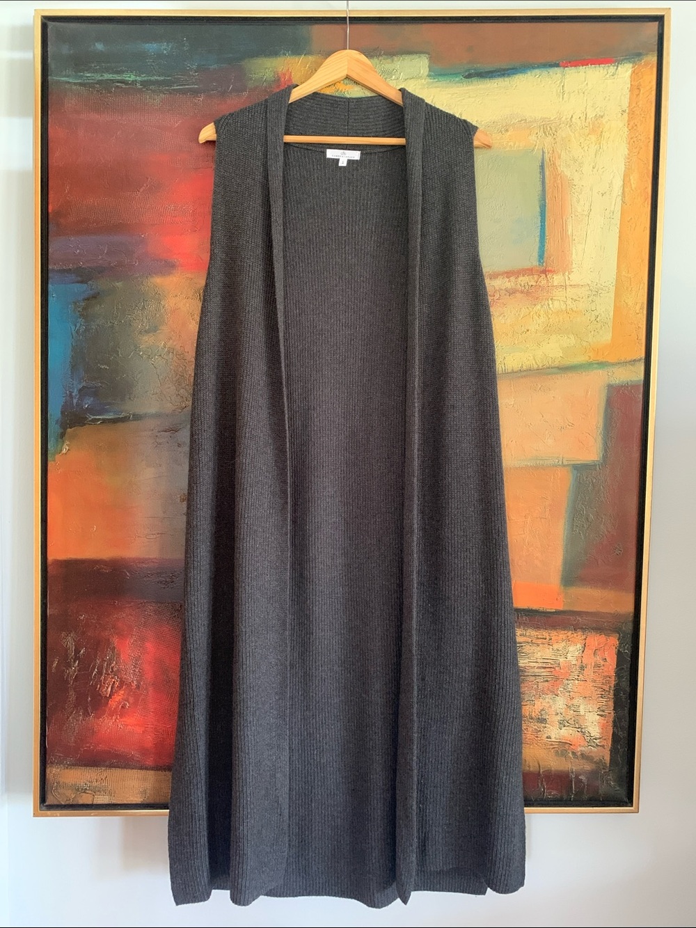 Camber & Grace Ribbed Open Front Duster Gilet Vest - Size Large